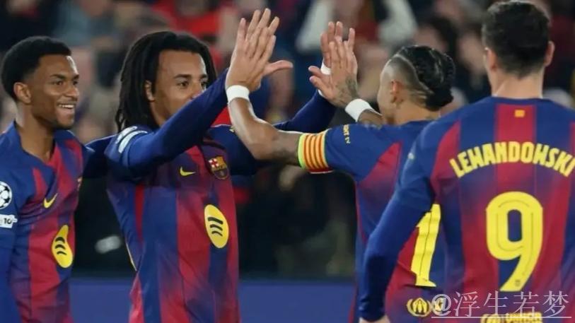 孔德梅开二度亚马尔拉什福德建功 巴萨险胜法兰克福2-1